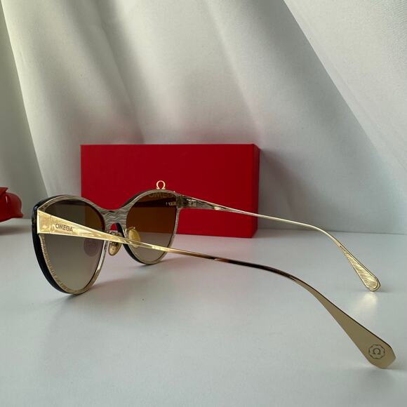 Omega Cat Eye Sunglasses - Gold/Black/Brown Gradient - Quiet Luxury, Designer main image 15
